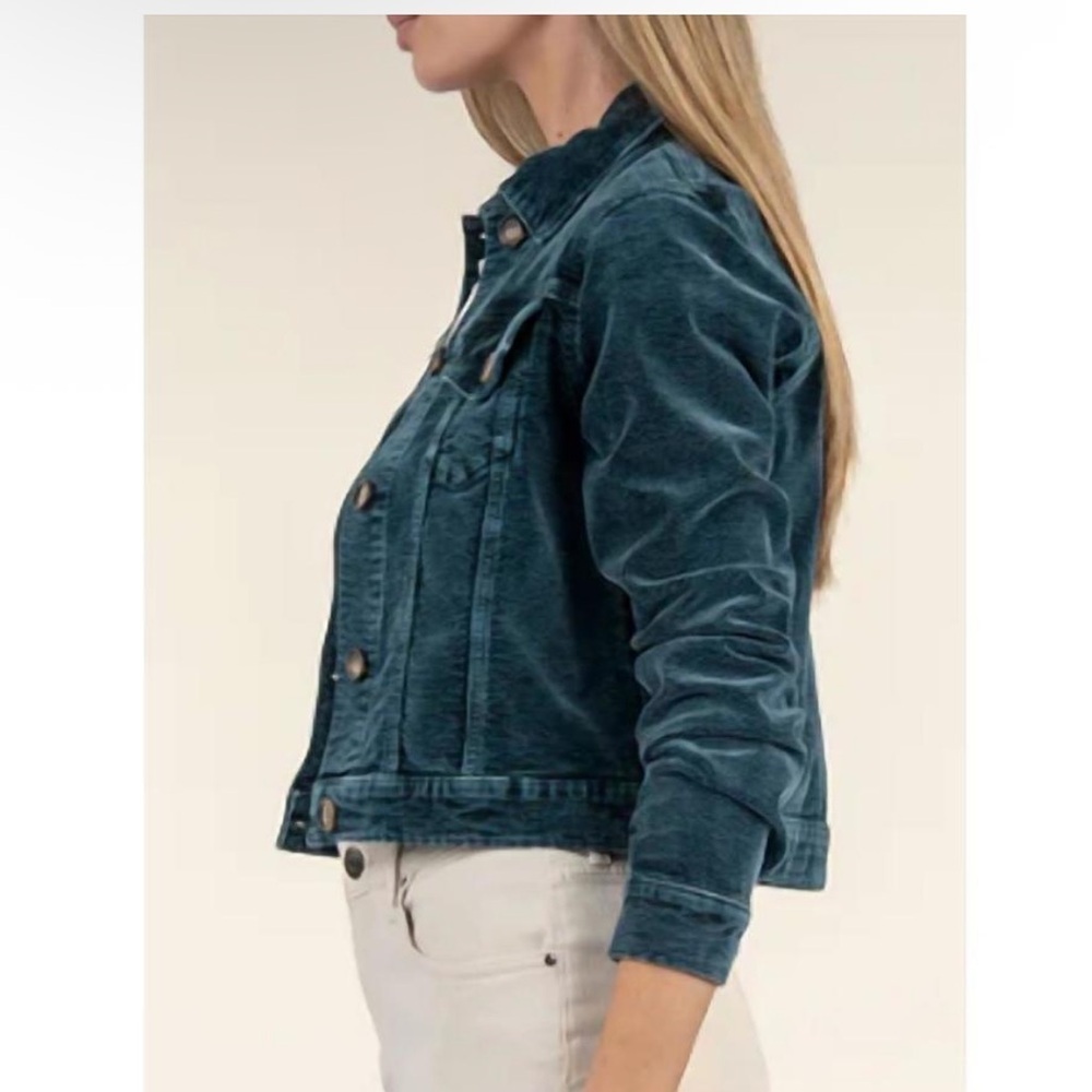 KUT from the Kloth Julie Corduroy Crop Jacket in Blue Marine Sz XS - Picture 2 of 15